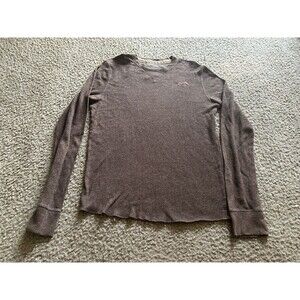 VTG Hollister Shirt Mens M Long Sleeve Pullover Thermal Brown Logo Round Neck